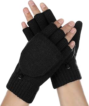 Achiou Convertible Mittens Fingerless Gloves for Men and